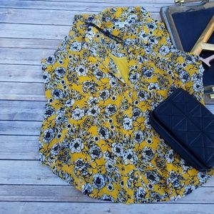 Liz Claiborne Plus Size Yellow & Black Floral Top